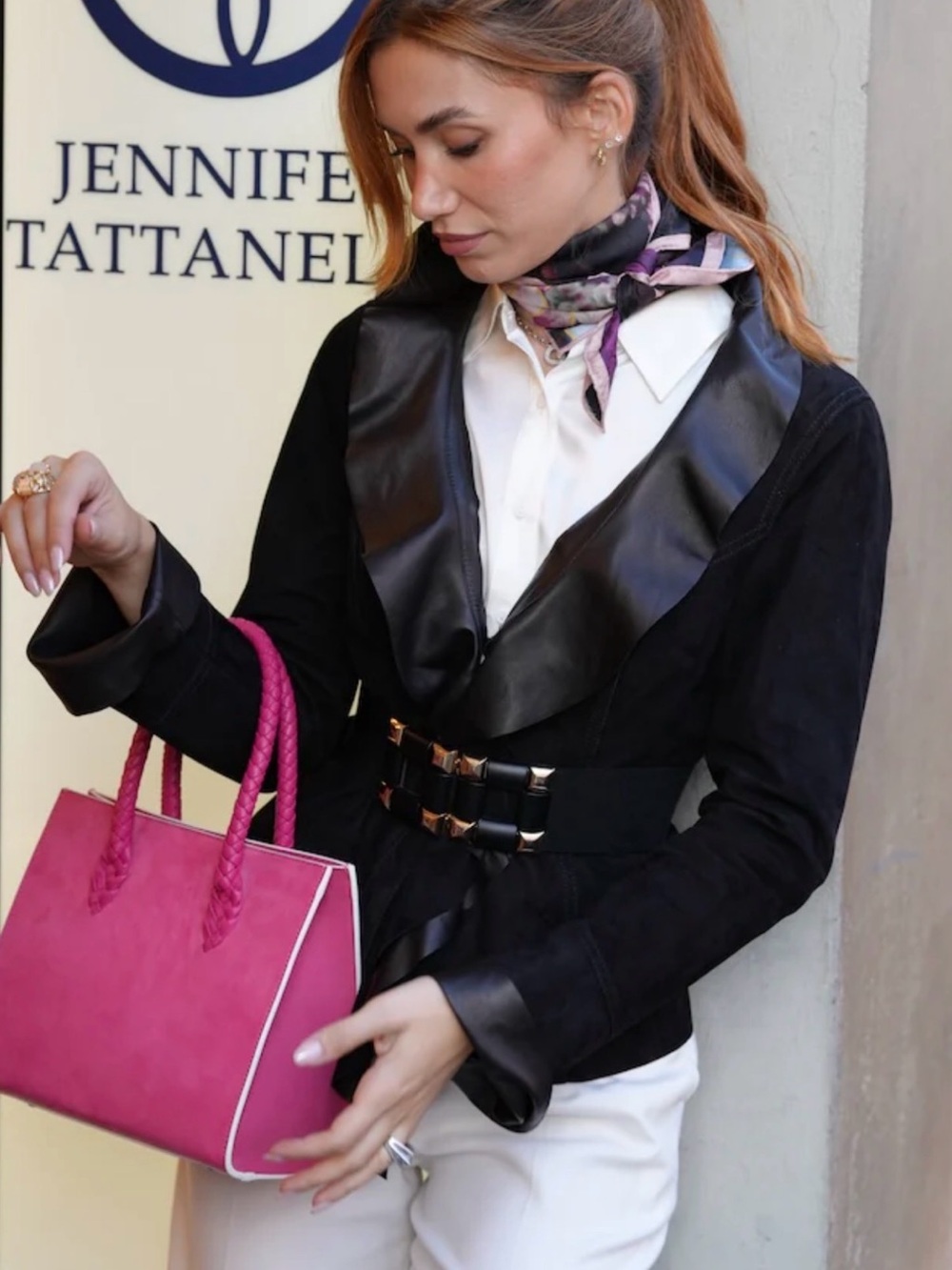 Italian Reversible Leather Jacket with Ruffles